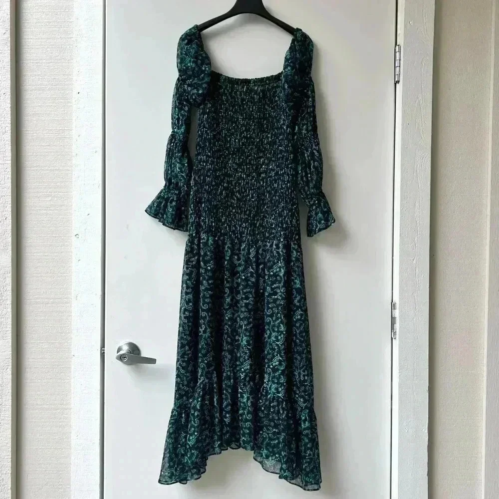 Misa Los Angeles Rashida Maxi Dress - Green Floral on Black- Size S - Picture 6 of 16